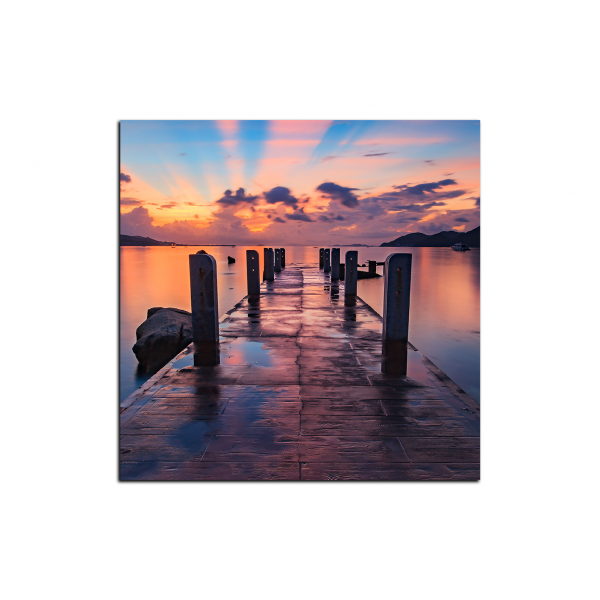 Obraz na plátně - Krásný západ slunce nad jezerem - čtverec